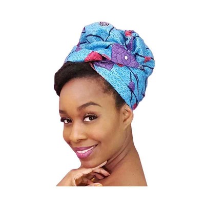 Bonnet Turban en satin imprimé africain mauve
