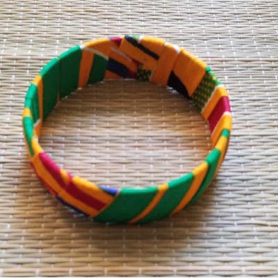 Parure boucle d'oreilles et bracelet en tissu africain wax