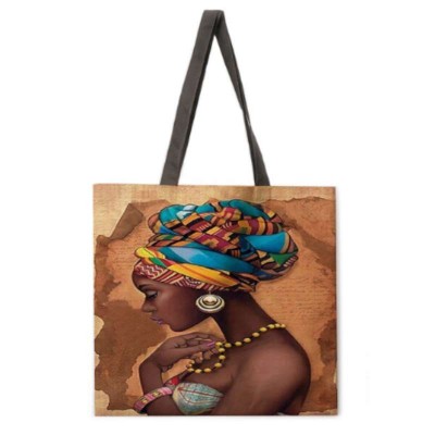 Tote bag Sac fourre-tout imprimé femme africaine en turban