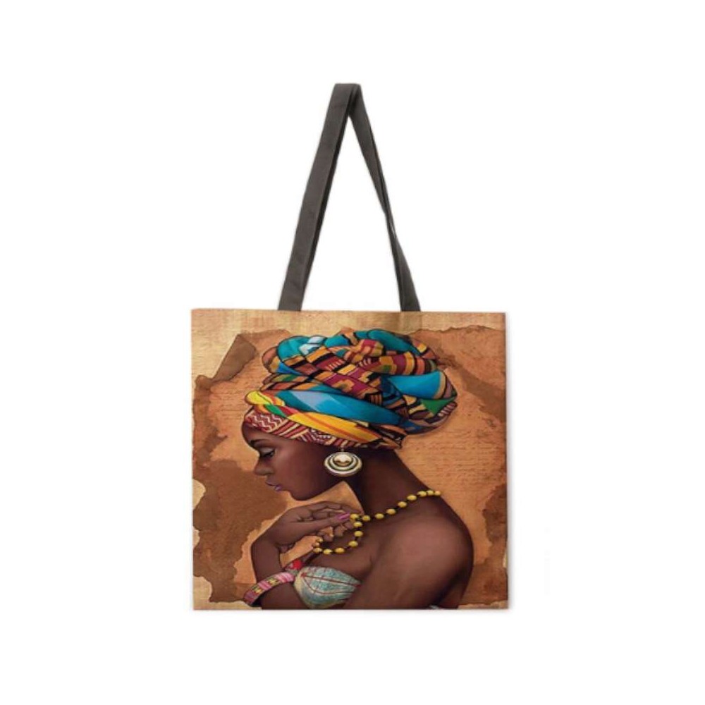 Tote bag Sac fourre-tout imprimé femme africaine en turban