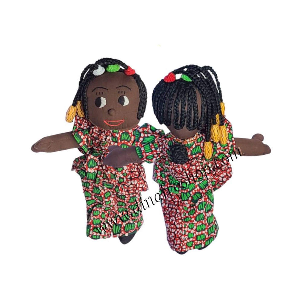 Poupée africaine en tissu avec bébé: Adjo