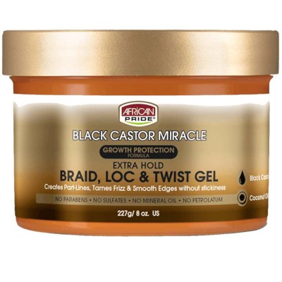 Black Castor Miracle Braid, loc & twist gel (Gel extra fort twist, locks et tresse) African Pride 227g